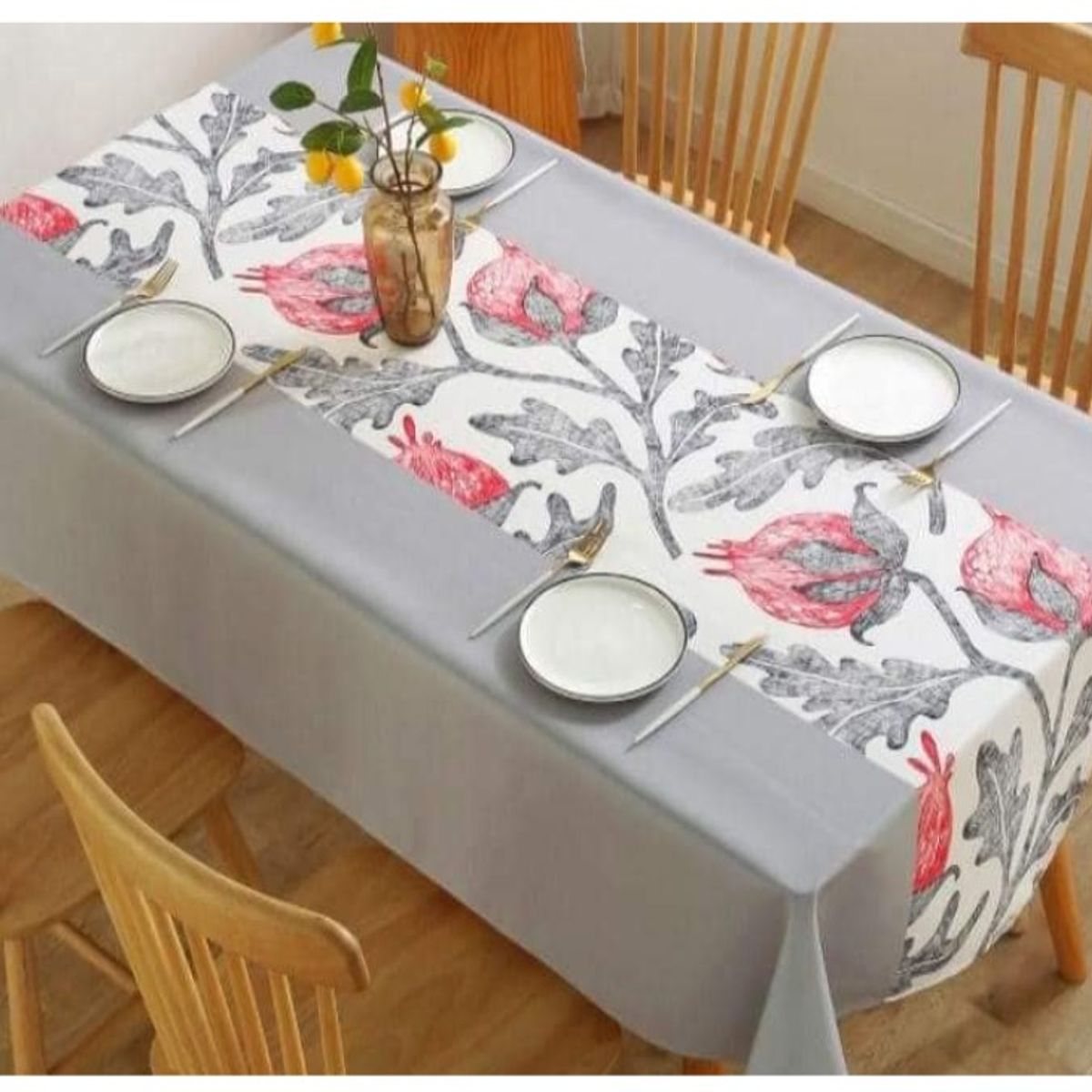 GENERICO - Mantel Antimanchas Capullos Rojos 140X 220 Cm Rectangular