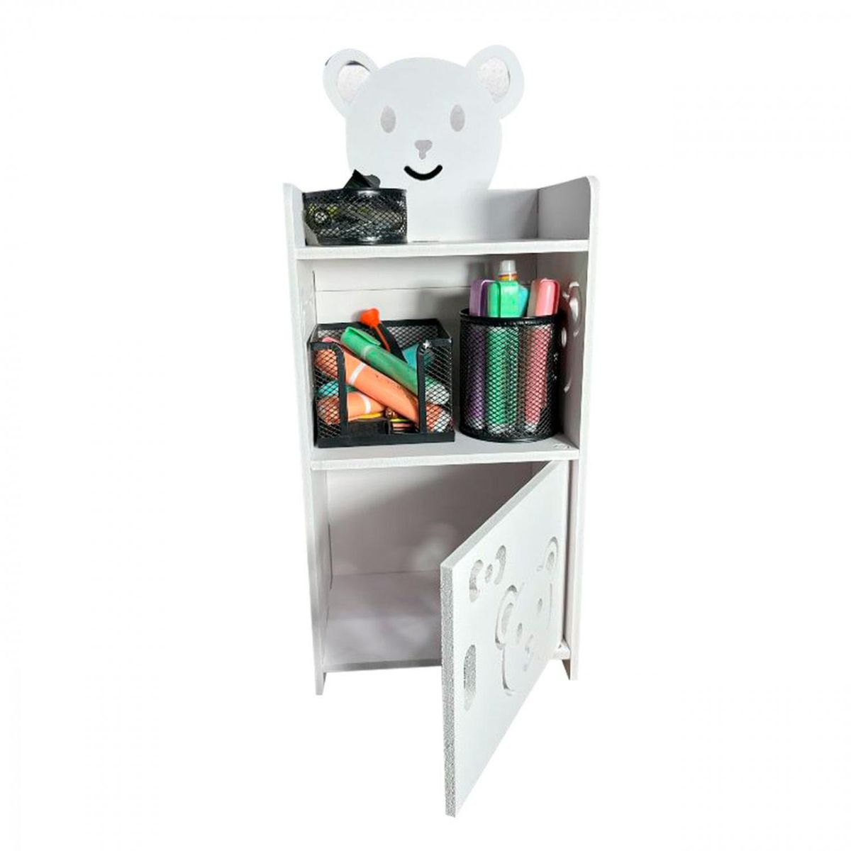 GENERICO - Mueble estante 3 niveles Blanco con Diseño de Osito - 50cm de Alto