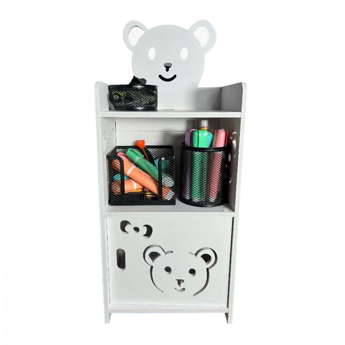 GENERICO - Mueble estante 3 niveles Blanco con Diseño de Osito - 50cm de Alto