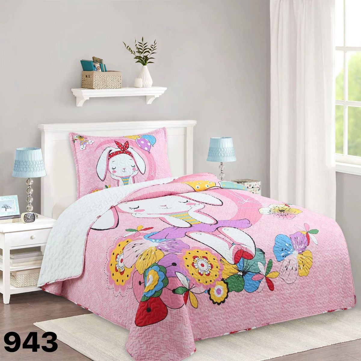 GENERICO - Cubrecama Sherpa 1.5 Plazas - Conejita Candy M943