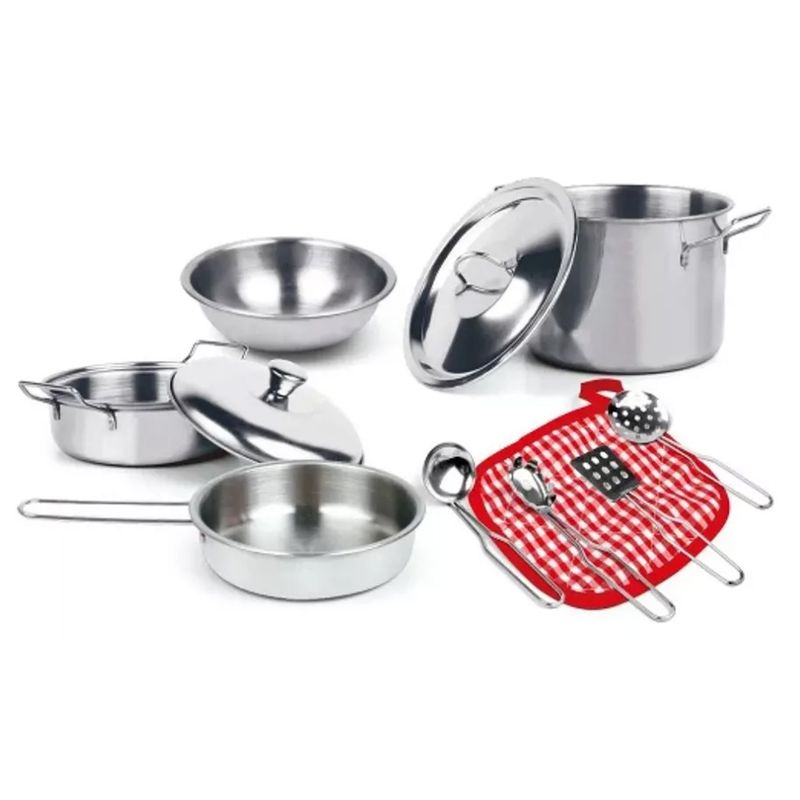 GENERICO - Set De Cocina Ollas Y Utensilios Metálico Juguete Para Niños