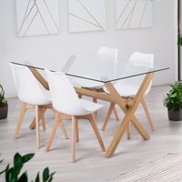 Comedor Moderno Mesa Xinia 140X90 + 4 Sillas Tulip Blanca - Elegante