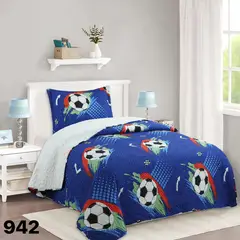 GENERICO - Cubrecama Sherpa 1.5 Plazas - Azul Balones M942