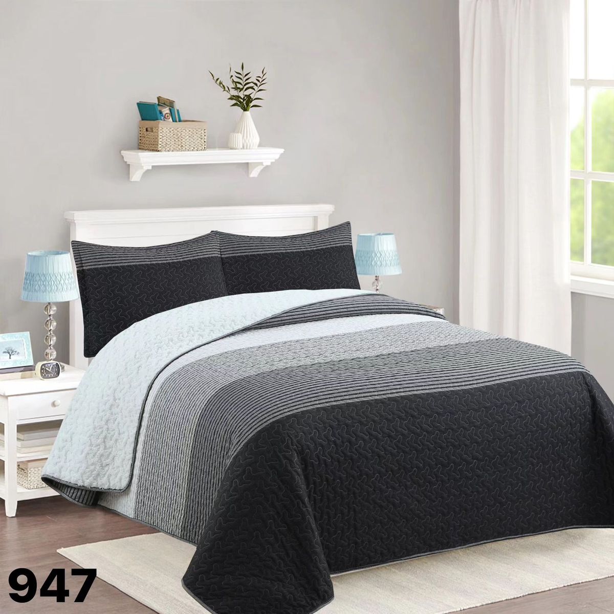 GENERICO - Cubrecama Sherpa 1.5 Plazas - Negro Matiz M947