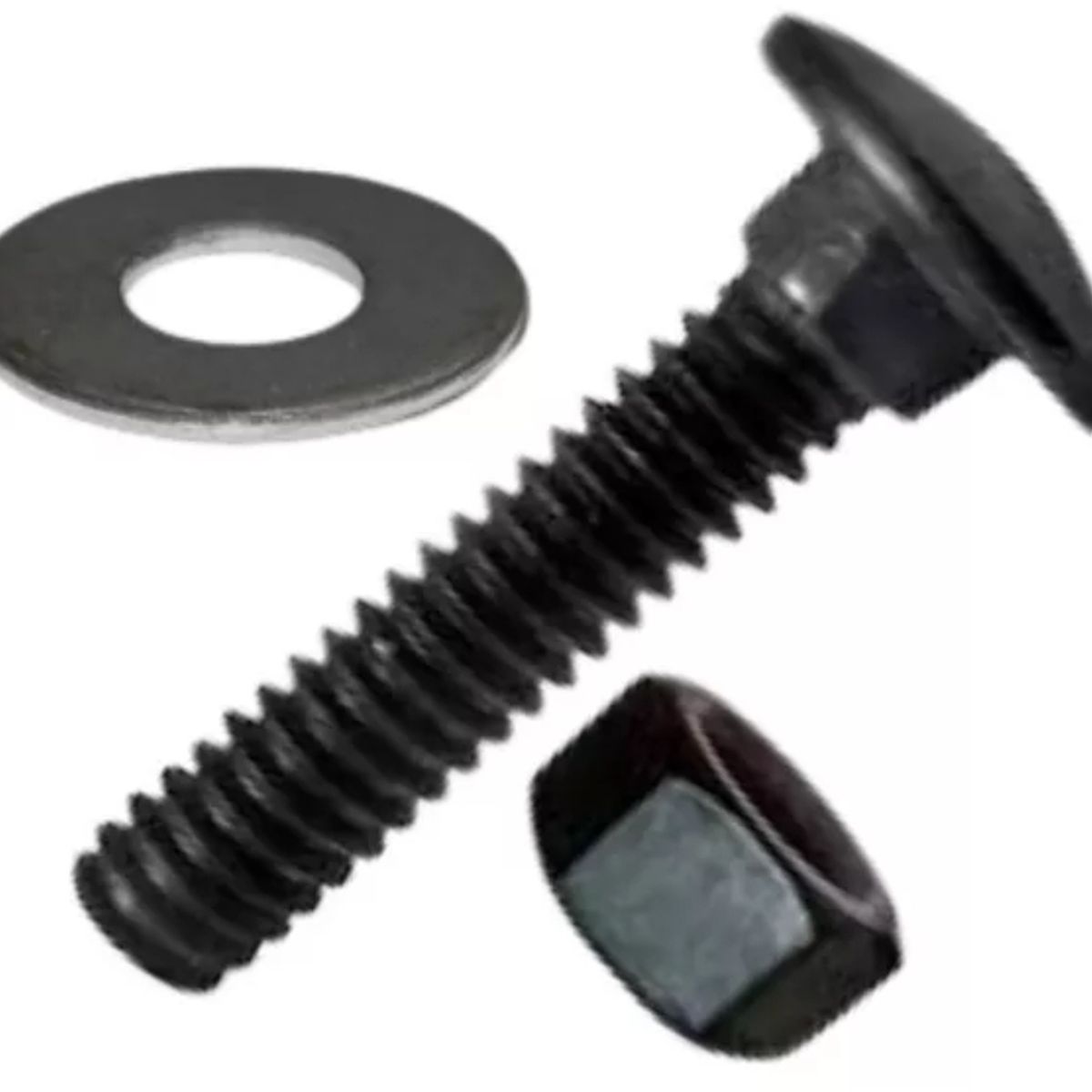 GENERICO - Perno Coche 1/4X2 Con Tuerca Y Golilla Negra 50 Unidades