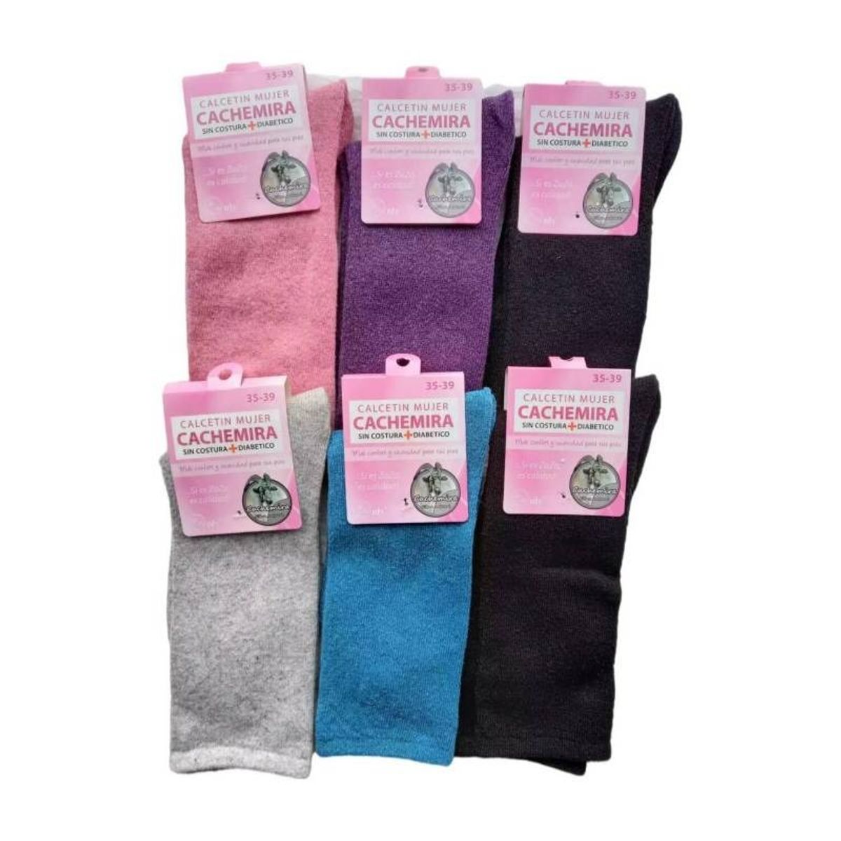 GARSIL - X6 Calcetines Para Mujer Con Fibra De Cachemira Sin Costuras Diabetico