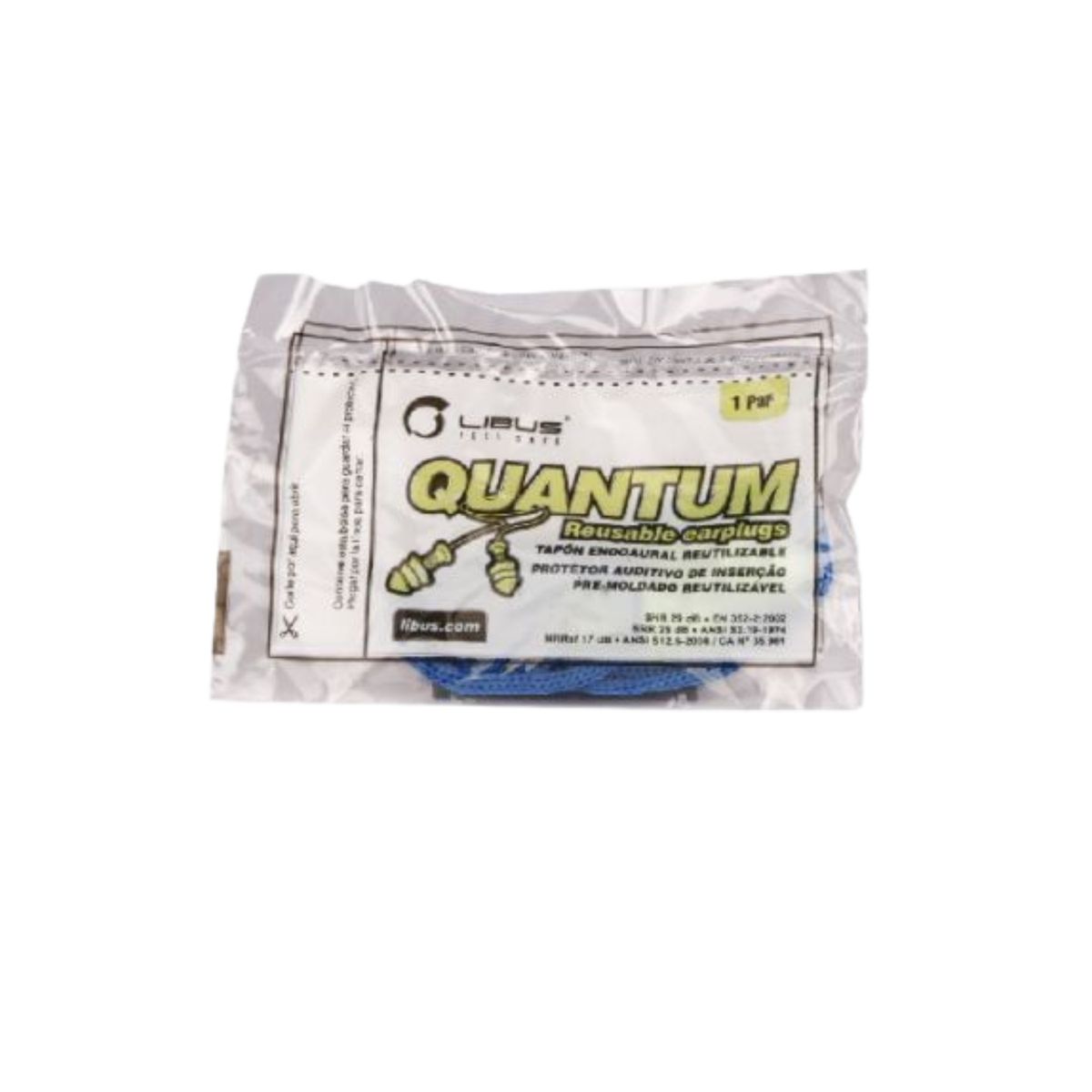 LIBUS - Tapon Auditivo Reutilizable Con Cordon En Bolsa 100 Un