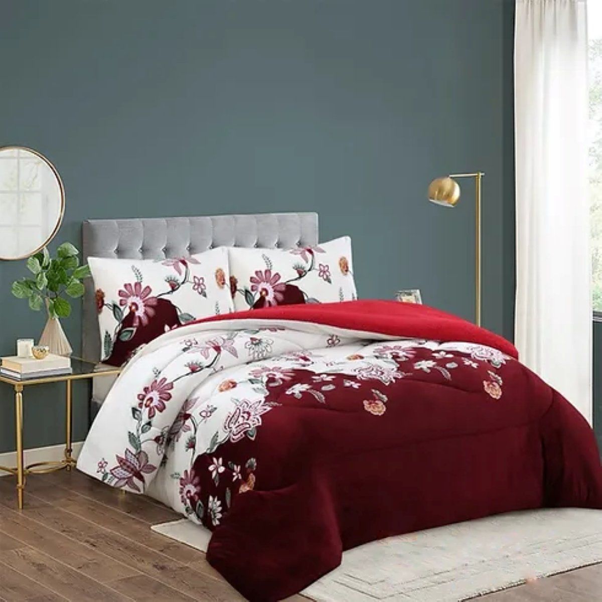 GENERICO - COBERTOR PLUSH CON CHIPORRO BURDEO FLORES 2 PLAZAS GS