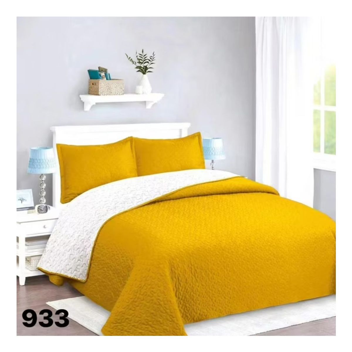 GENERICO - Cubrecama Sherpa 1.5 Plazas - Mostaza M933