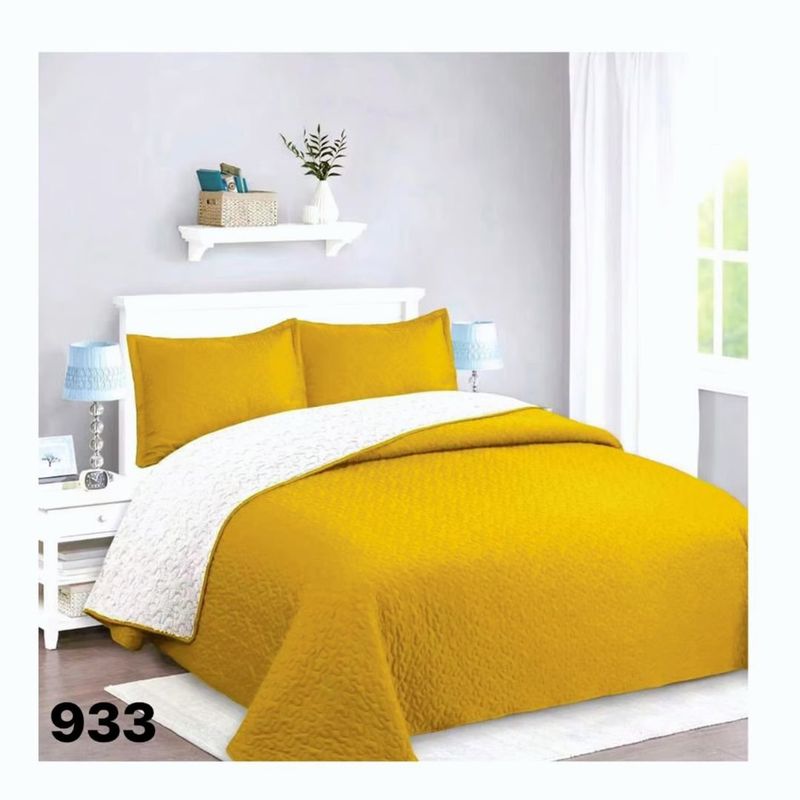 GENERICO - Cubrecama Quilt Sherpa 1.5 Plazas - Mostaza M933