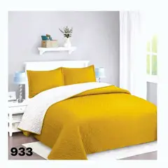 GENERICO - Cubrecama Quilt Sherpa 1.5 Plazas - Mostaza M933