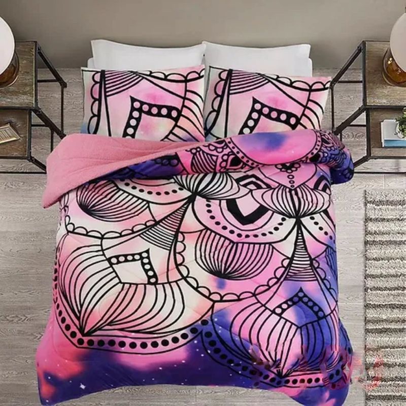 GENERICO - COBERTOR PLUSH CON CHIPORRO MANDALA VIOLETA 2 PLAZAS GS