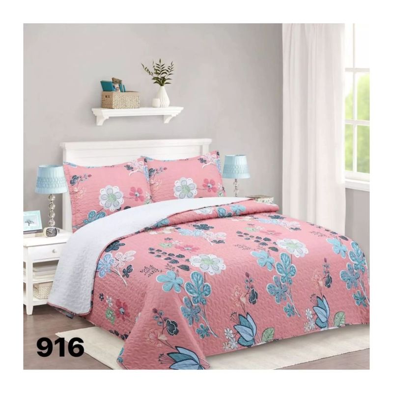 GENERICO - Cubrecama Sherpa 1.5 Plazas - Salmón Flores M916