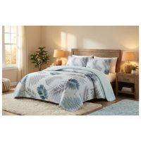 Cubrecama Sherpa 2 Plazas - Crema Hojas M944