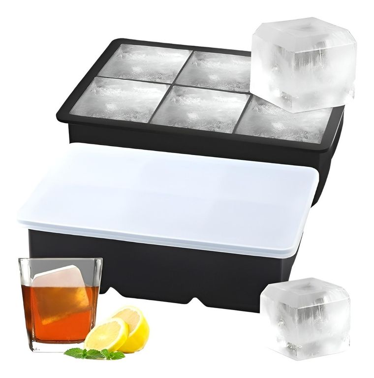 2 Cubetas Hielo Cubetera Cubetas Silicona Cubeta C/tapa 6cav