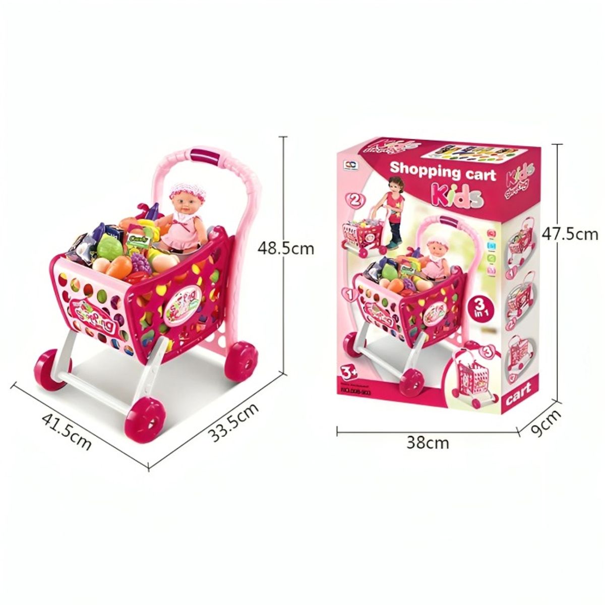 OEM - CARRITO SUPERMERCADO MUSICAL 008-902 ROSA