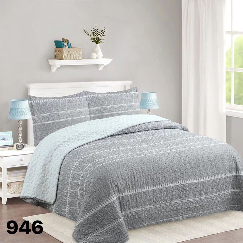 GENERICO - Cubrecama Sherpa 2 Plazas - Gris Triángulos M946