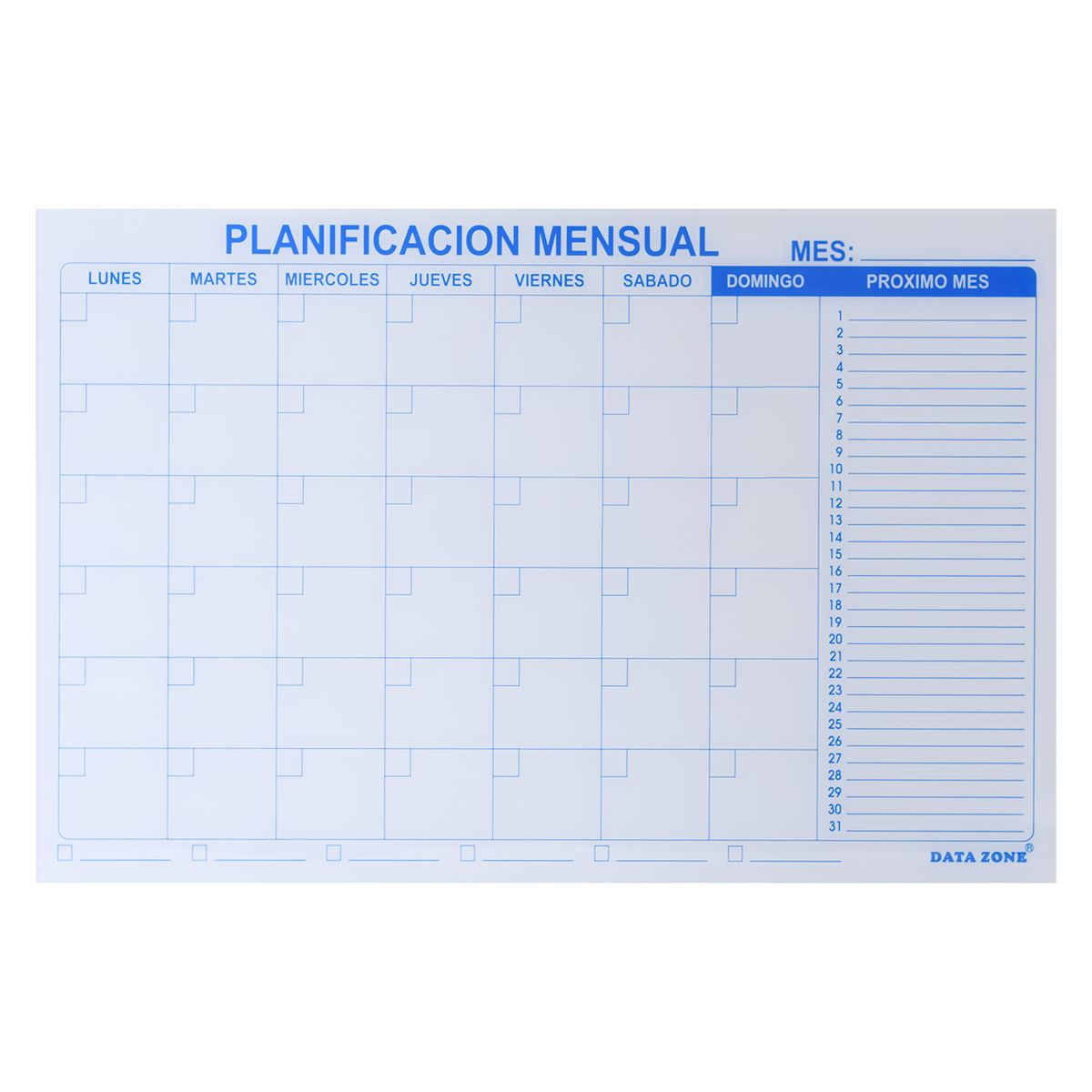 DATAZONE - PLANIFICADOR MENSUAL 60X90 DE VIDRIO