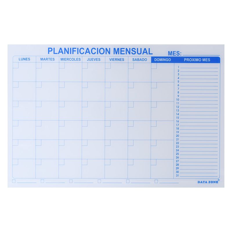 DATAZONE - PLANIFICADOR MENSUAL 60X90 DE VIDRIO