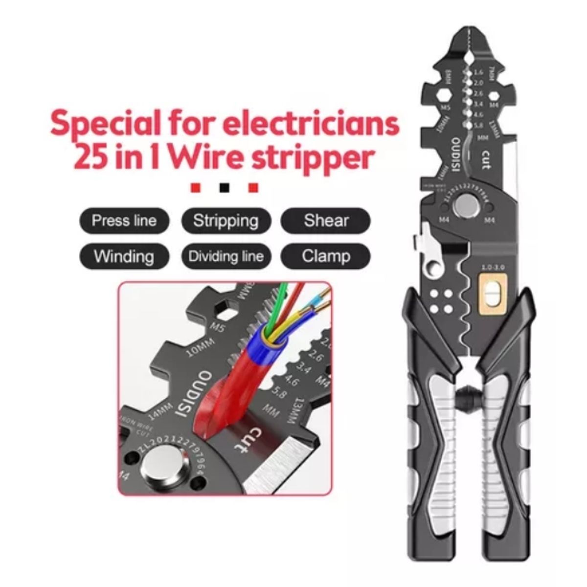 ATURE - Alicate Cableado Cables De Precisión 25 En 1 Multifuncional