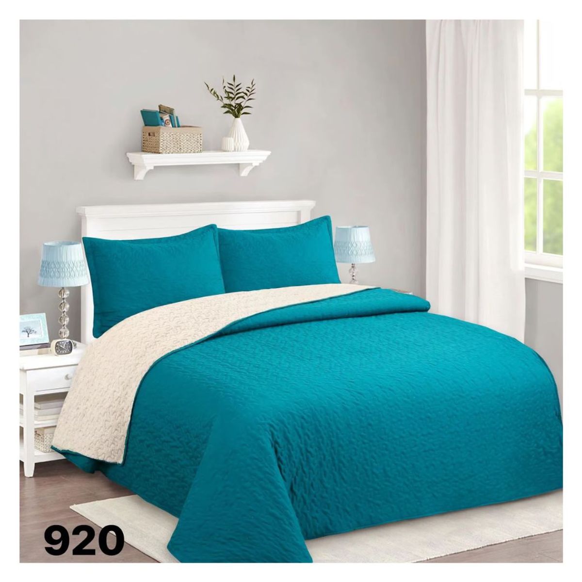 GENERICO - Cubrecama Sherpa 1.5 Plazas - Petróleo M920