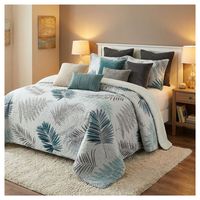 Cubrecama Quilt Sherpa King - Crema Hojas M944