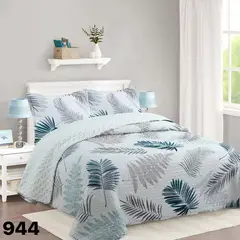 GENERICO - Cubrecama Quilt Sherpa King - Crema Hojas M944