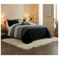 Cubrecama Quilt Sherpa King - Negro Matiz M947