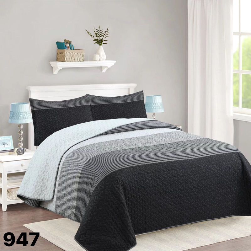GENERICO - Cubrecama Quilt Sherpa King - Negro Matiz M947