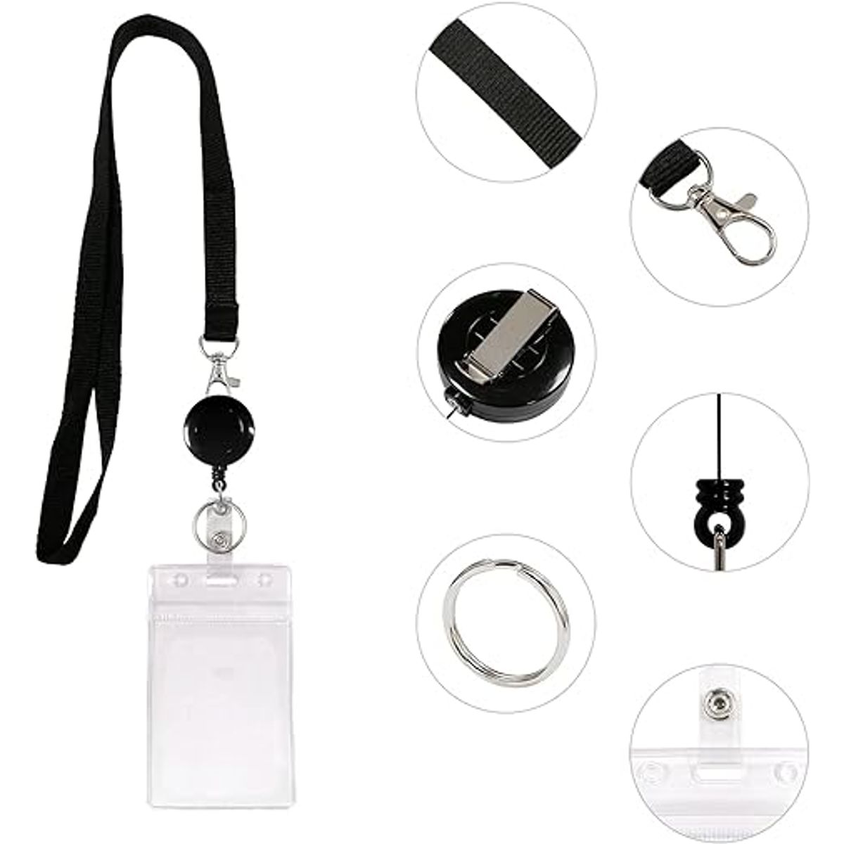 ATURE - Porta Credenciales Tarjetas Id Retractil Cinta Lanyard