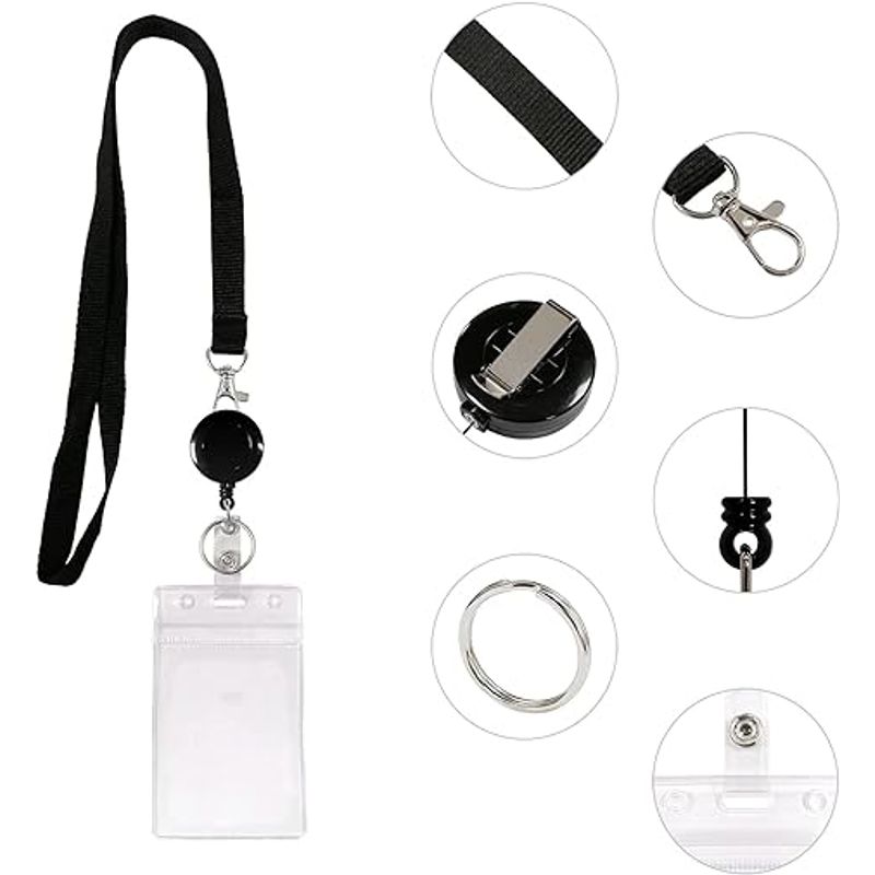 GENERICO - Porta Credenciales Tarjetas Id Retractil Cinta Lanyard