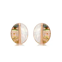 VANE COLLECTION - Aros mujer pegados fino baño oro rosado y madre perla