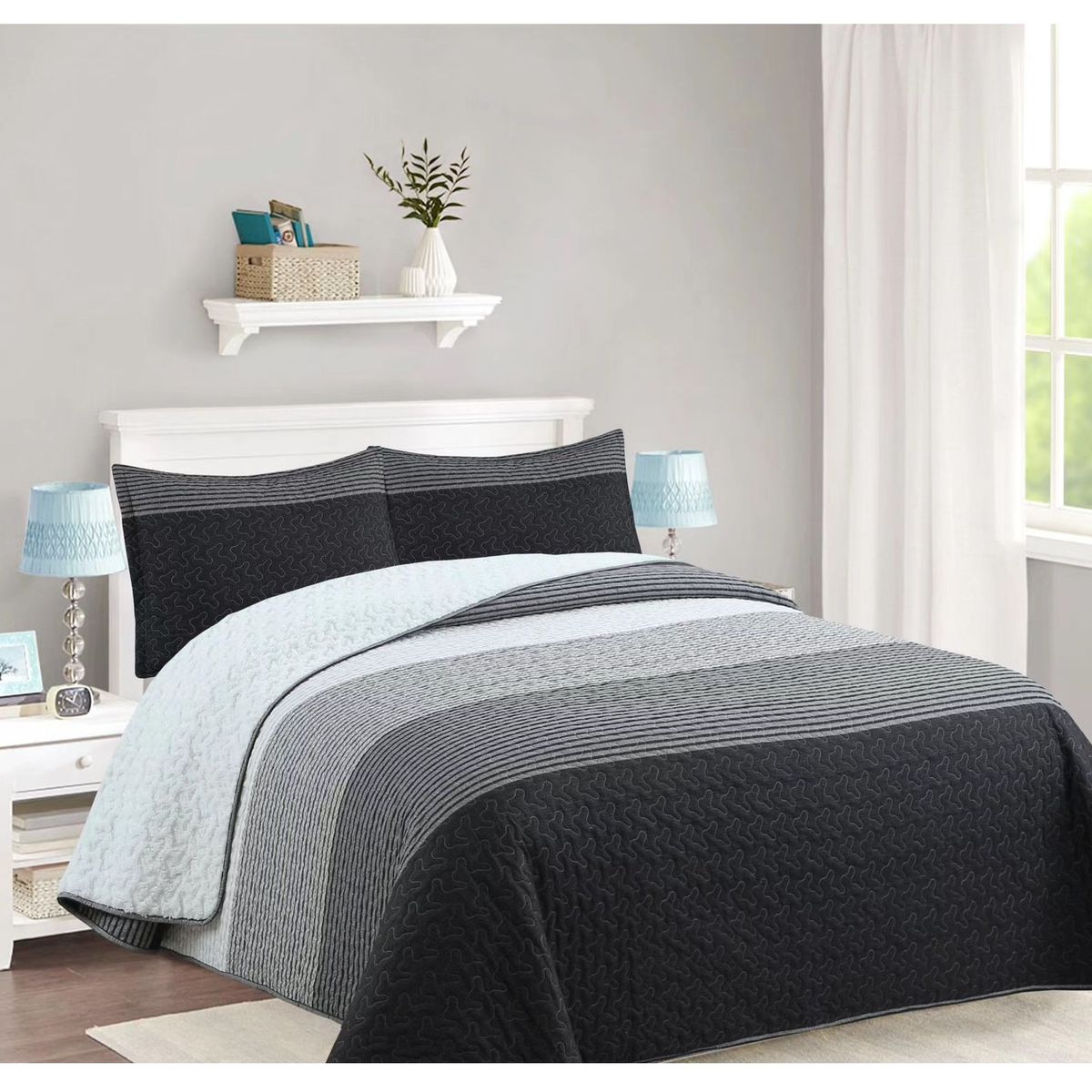 COMPRAPO - Cubrecama Quilt Juvenil Sherpa 1.5 Pza. Modelo Grafitos