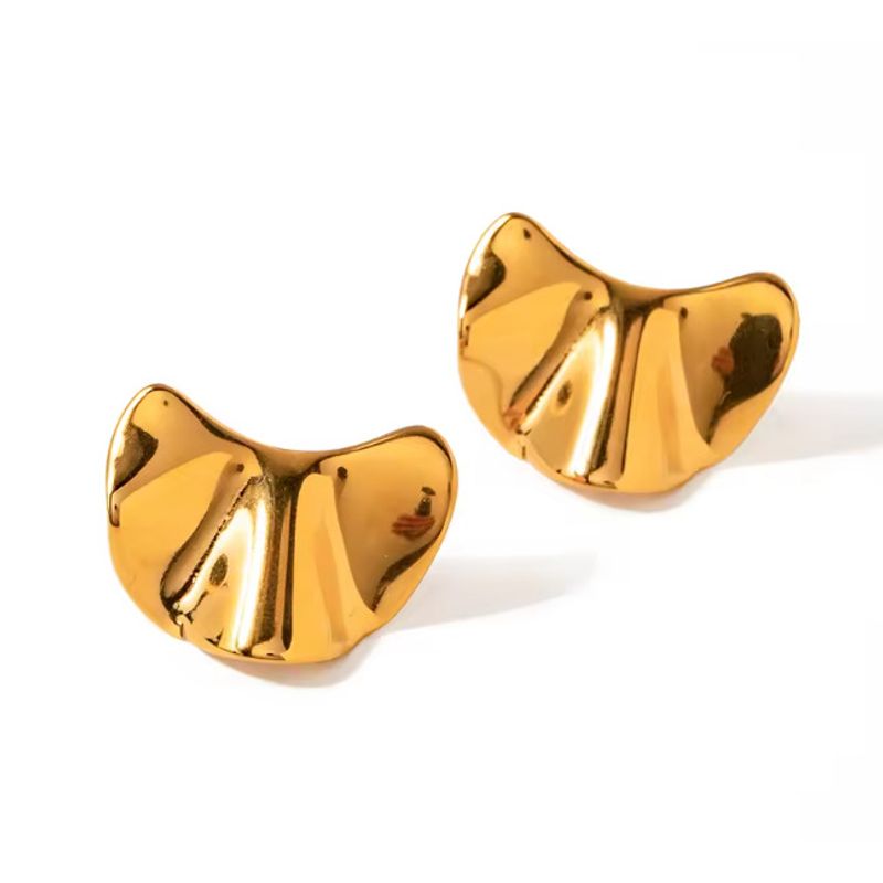 GENERICO - Pendientes Aros Acero Inoxidable Bañado en Oro 18 Kilates