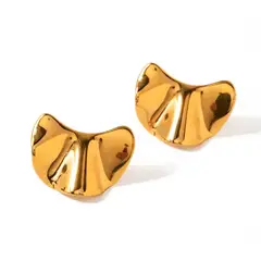 GENERICO - Pendientes Aros Acero Inoxidable Bañado en Oro 18 Kilates