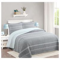Cubrecama Quilt Juvenil Sherpa 2 Plazas Modelo Gris Etnic + 2 Fundas