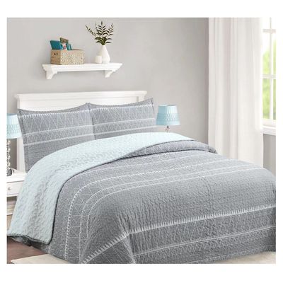 Imagen 2 del producto Cubrecama Quilt Juvenil Sherpa 2 Plazas Modelo Gris Etnic + 2 Fundas