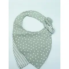 BILBOLA - Babero de tela con lunares gris