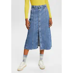 ESPRIT - Falda Midi De Mezclilla Mujer