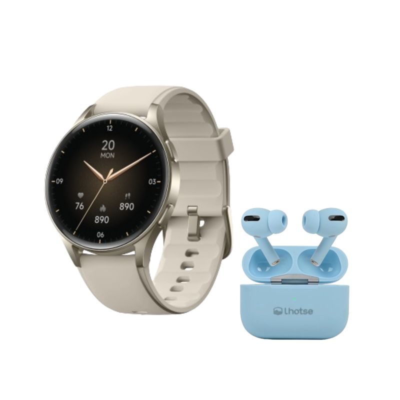 LHOTSE - Pack Smartwatch Lhotse Vibe 05 Cream + Audífonos Celeste