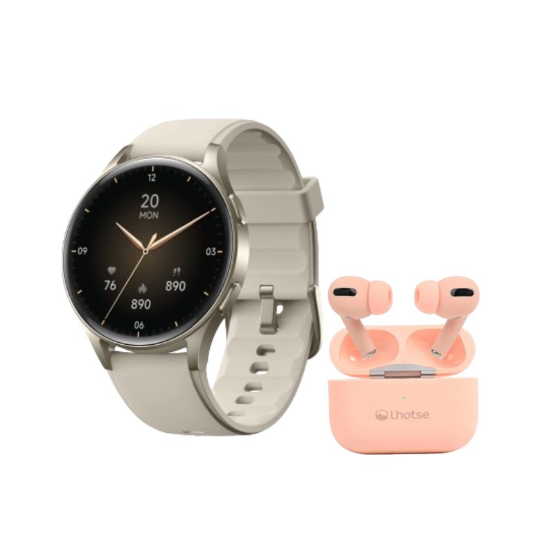 LHOTSE - Pack Smartwatch Lhotse Vibe 05 Cream + Audífonos Rosado