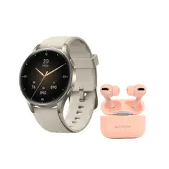LHOTSE - Pack Smartwatch Vibe 05 Cream + Audífonos Rosado