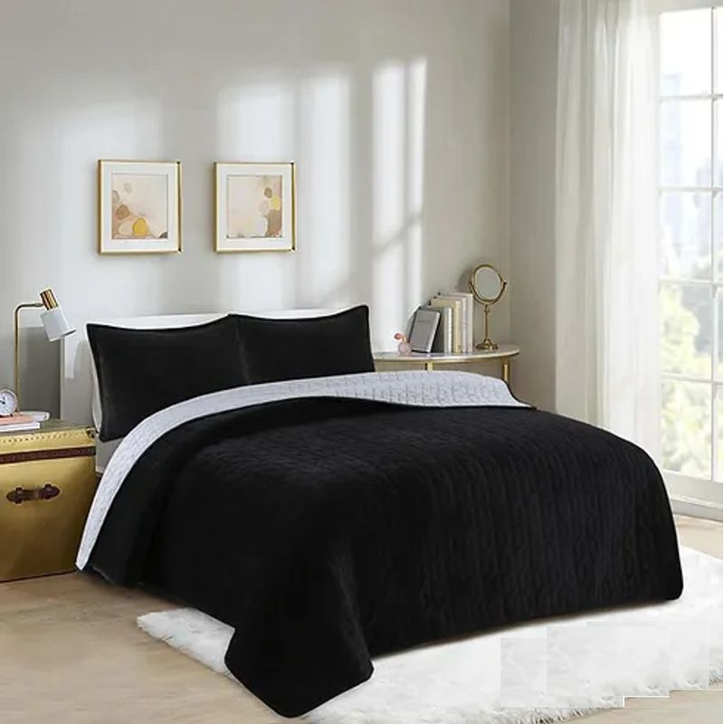 GENERICO - COBERTOR PLUSH DELGADO UNICOLOR NEGRO 1.5 PLAZA GS