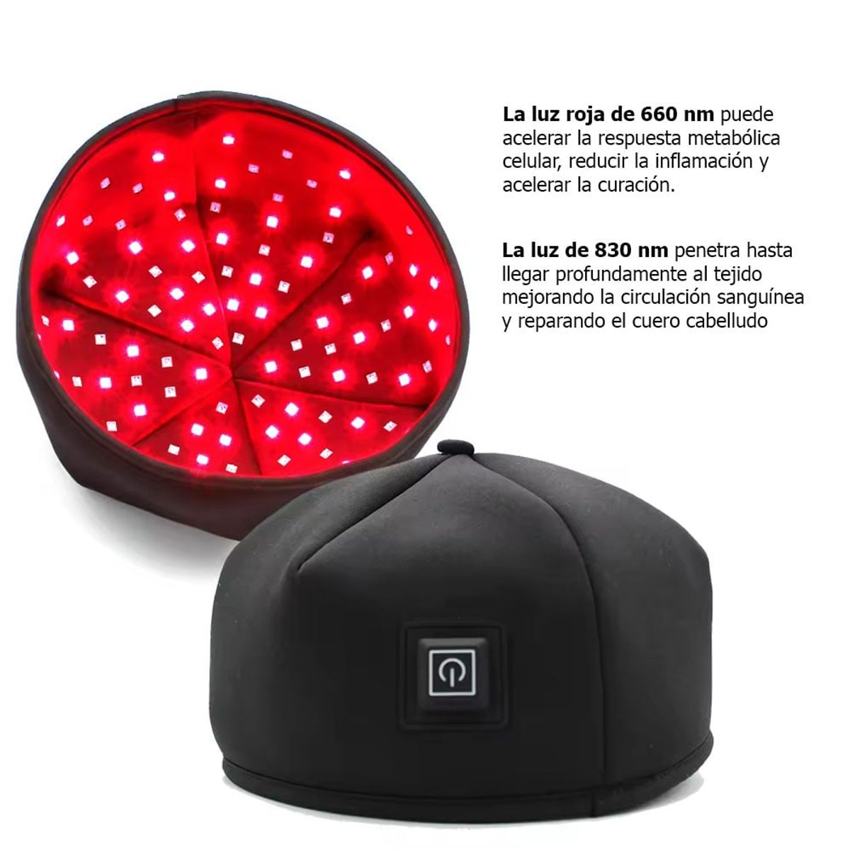 GENERICO - Gorro Terapia Luz Roja Infrarroja Restauración Capilar