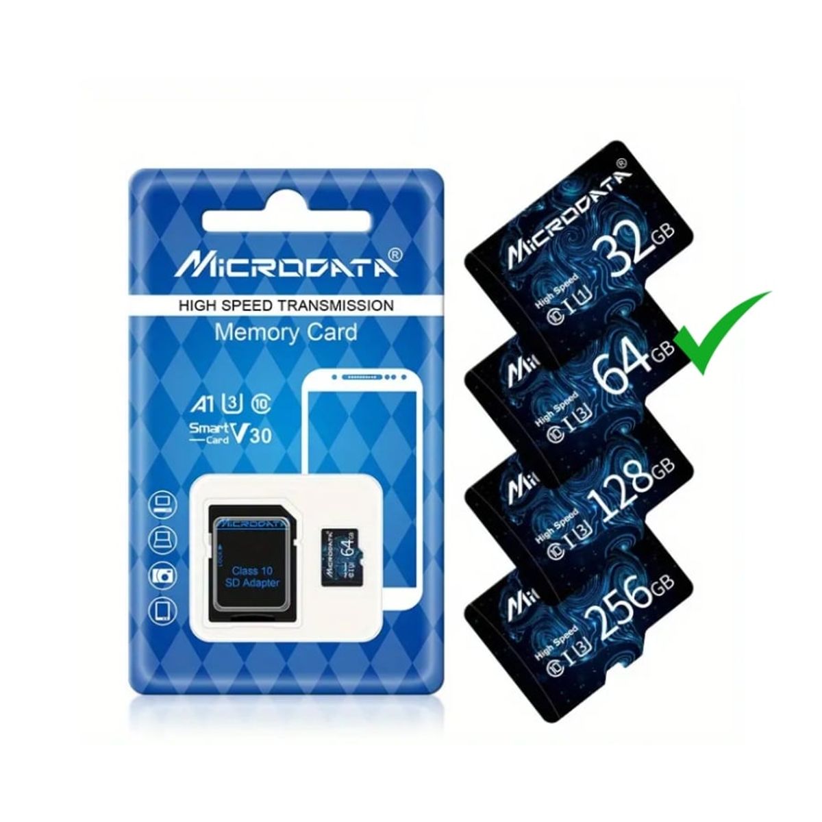 GENERICO - Tarjeta Memoria MicroSD 64 Gb 15-30 MB/S Clase10 + adaptador