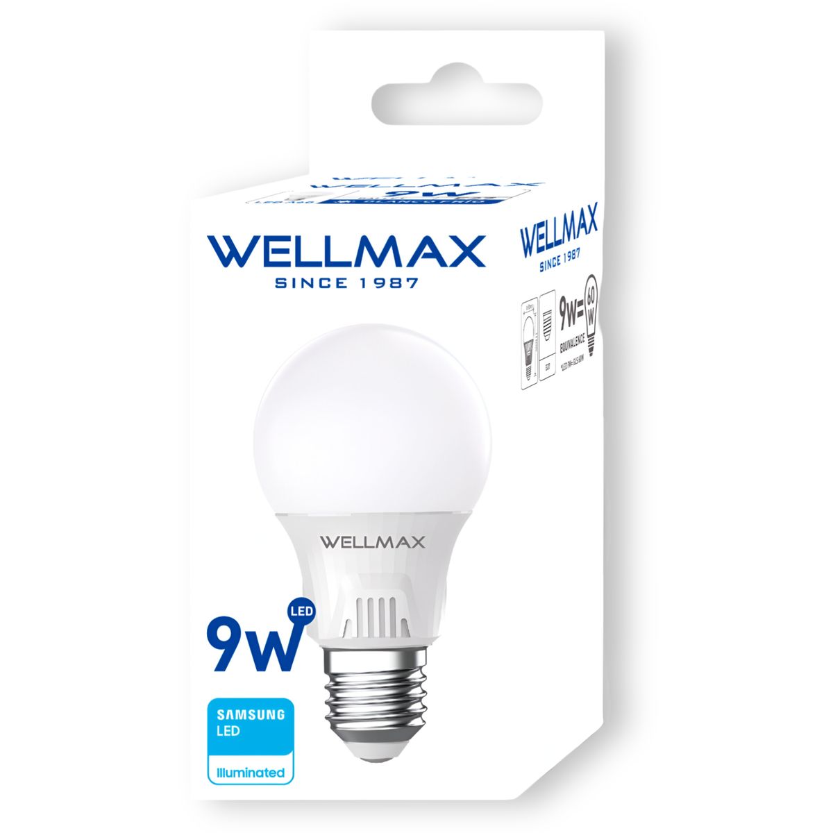 WELLMAX - Ampolleta LED Wellmax E-27 9W Luz Fria 810Lm LED Samsung - Blanco
