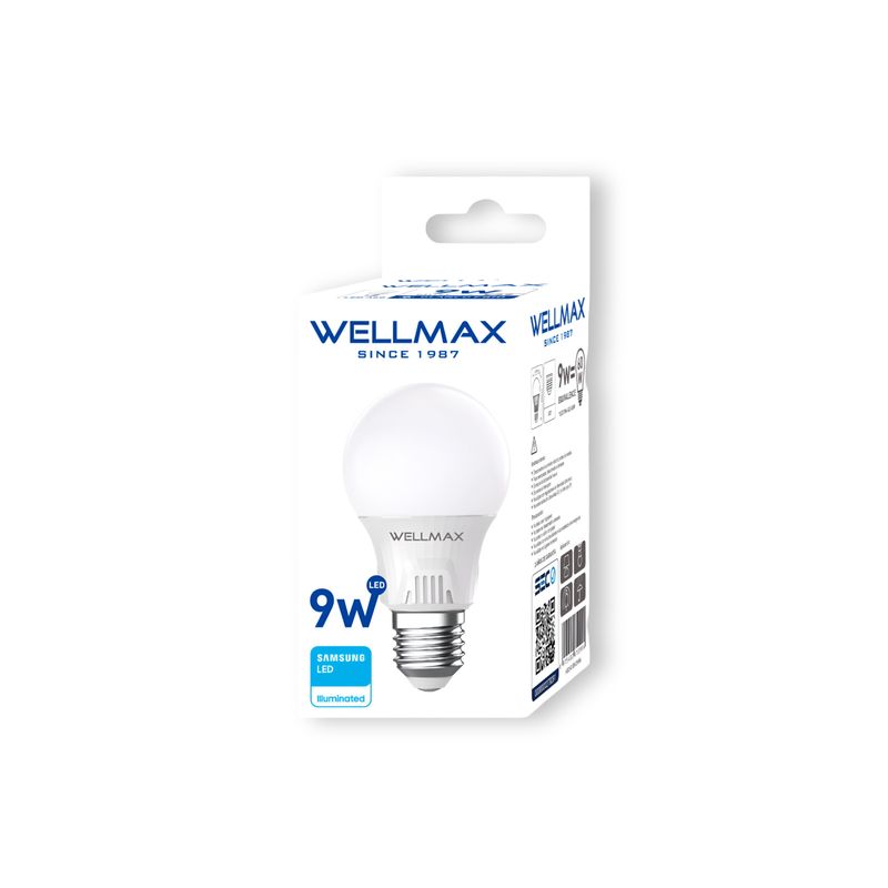 OEM - Ampolleta LED Wellmax E-27 9W Luz Fria 810Lm LED Samsung - Blanco