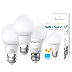 WELLMAX - Pack de 3 Ampolletas E-27 9W Luz Calida Led Samsung