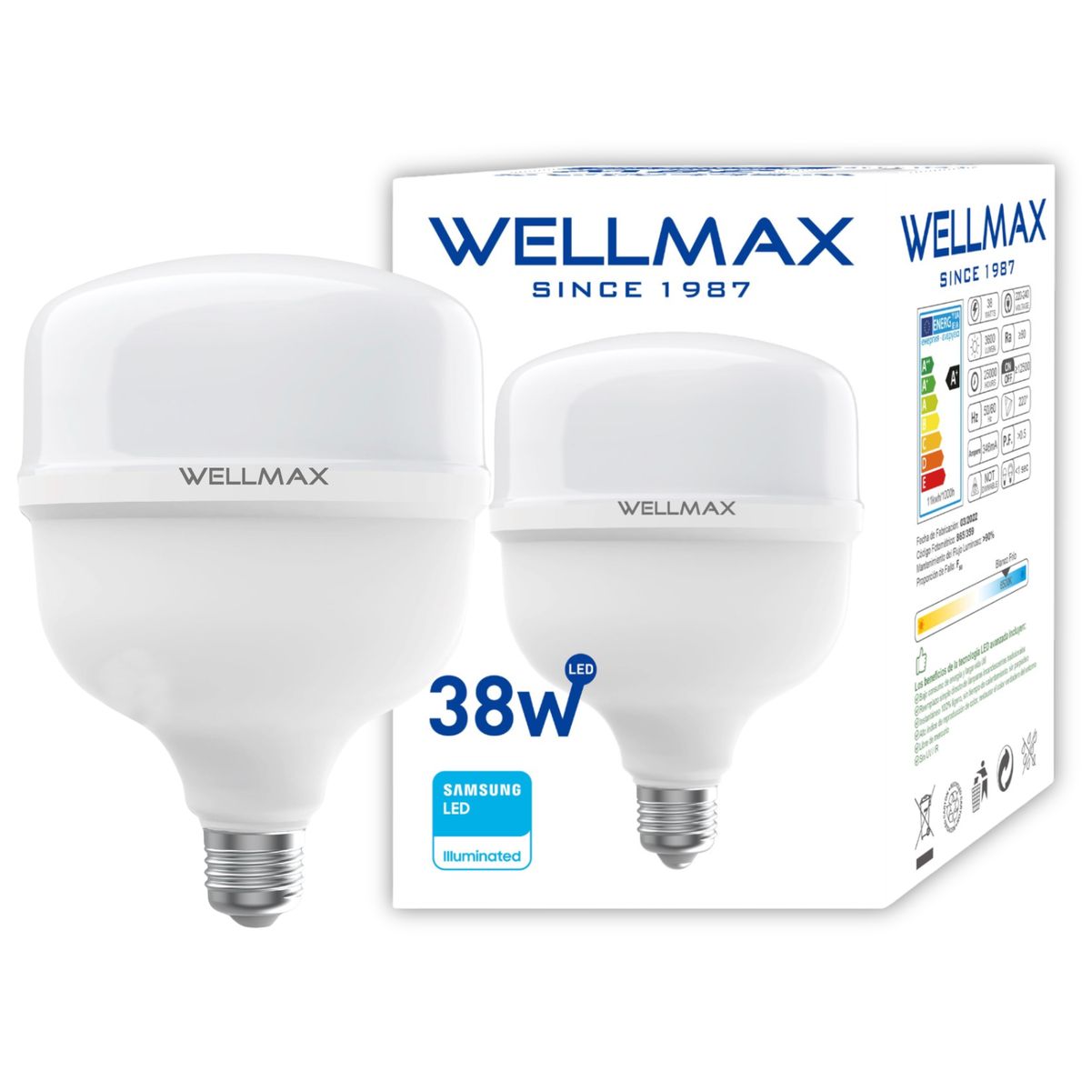 WELLMAX - Ampolleta LED Wellmax 38W High Power Professional Line T115