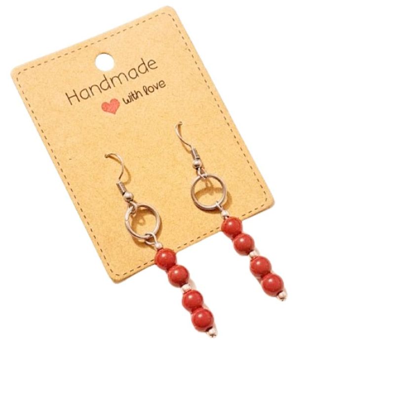 GENERICO - Aros en piedra natural de Coral Rojo